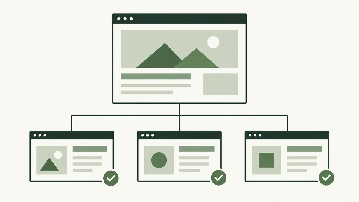 A homepage connects to three organised and accessible website pages.